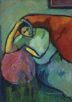 Alexey Petrovich Bogolyubov Painting - Mujer sentada Alexej von Jawlensky